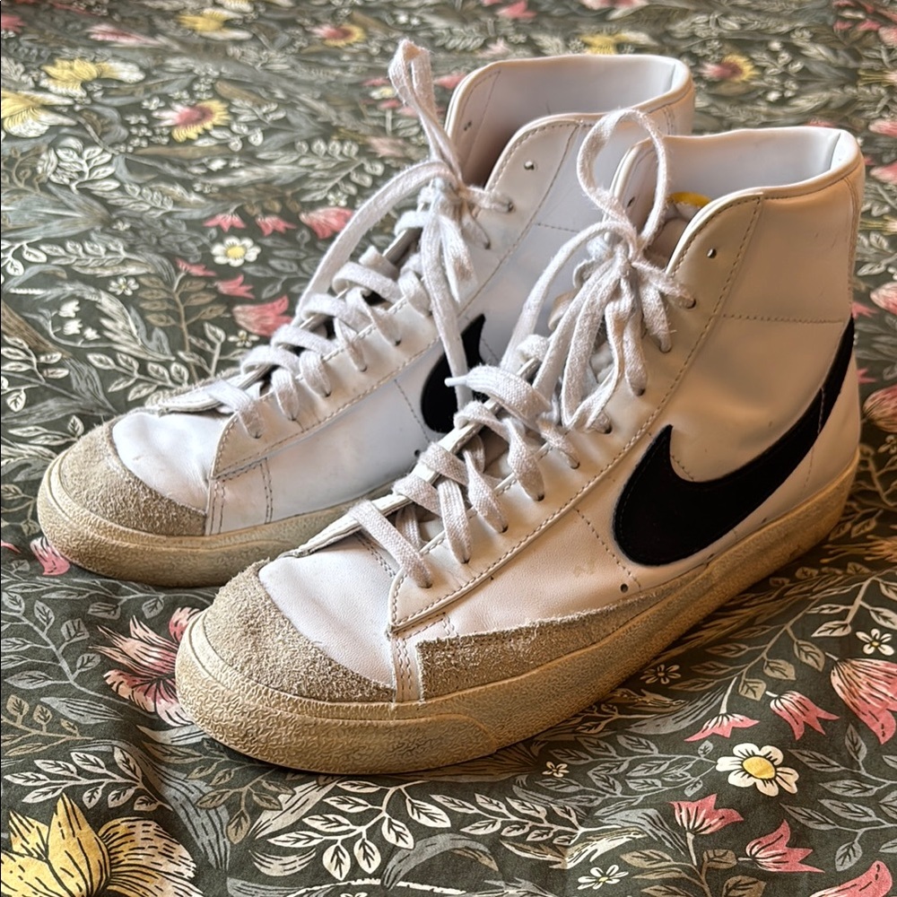 Nike White and Black High-Top Sneakers
